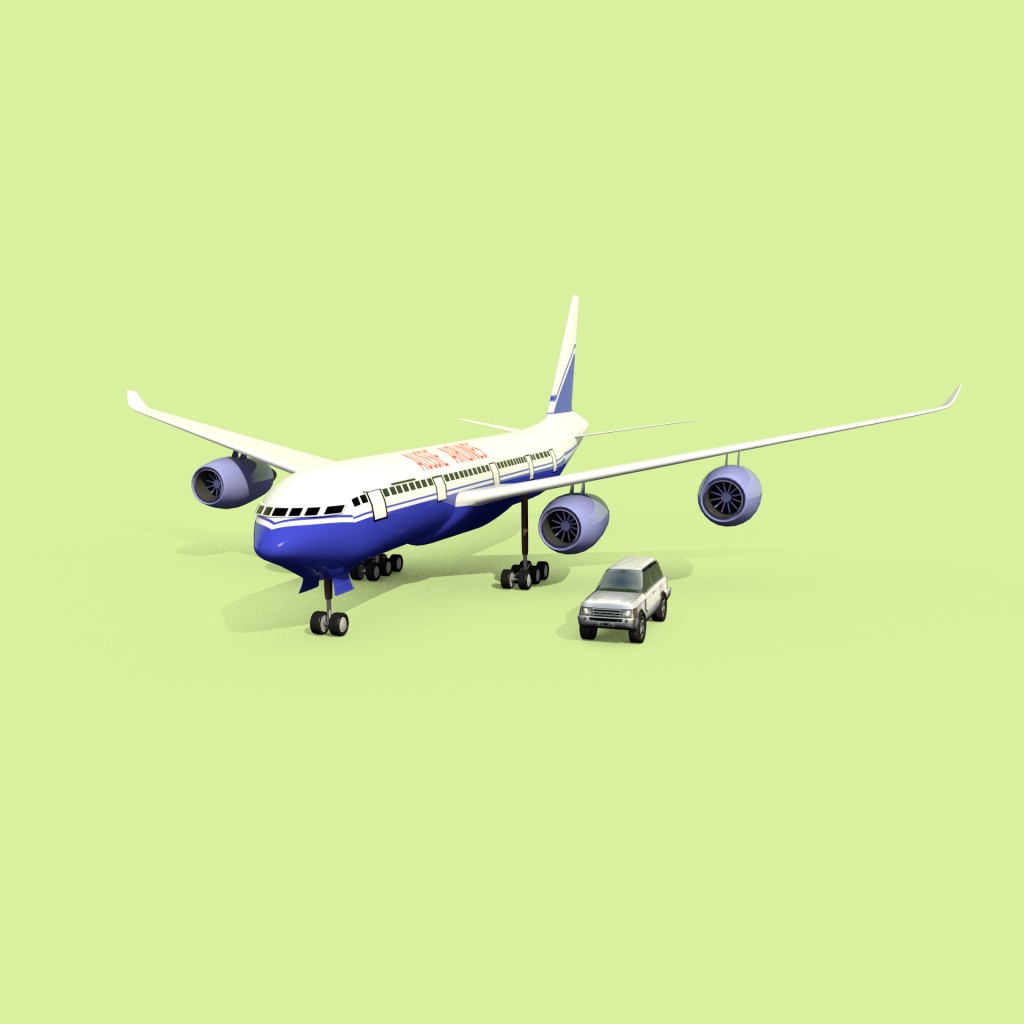 Low poly range rover and airplane preview image 3